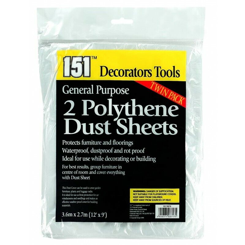 151 General Purpose 2 Polythene Dust Sheets 3.6m x 2.7m