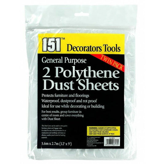 151 General Purpose 2 Polythene Dust Sheets 3.6m x 2.7m